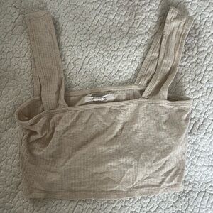 Beige Ribbed Crop Top